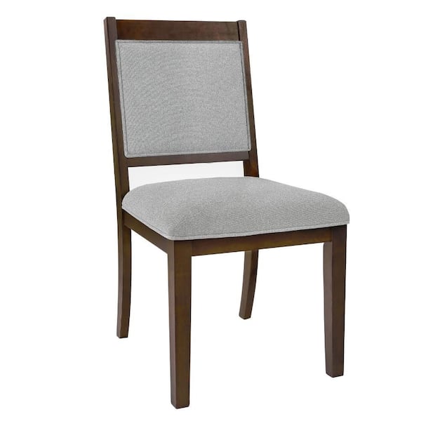 Benjara Tom Gray and Dark Brown Polyester Dining Chair (Set of 2)