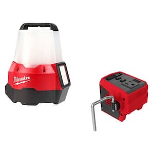 M18 18-Volt 2200 Lumens Cordless Radius LED Compact Site Light with Flood Mode and M18 Compact Inverter