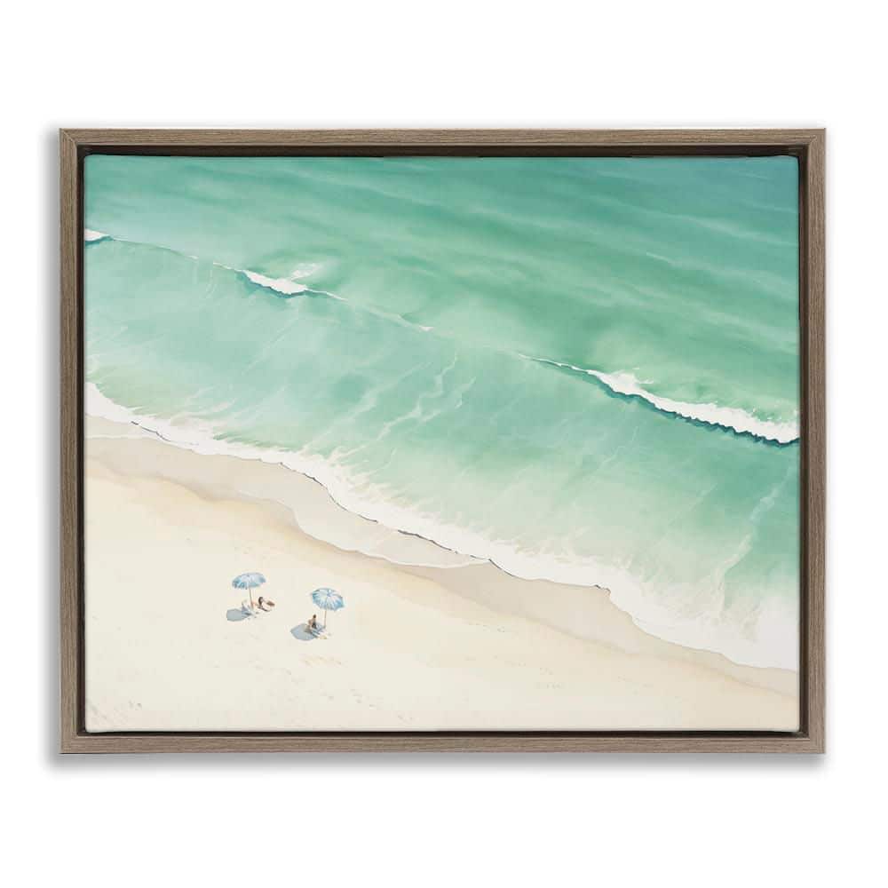 Summer Shore Beachgoers by Arlington Prints Brown Floater Frame Coastal Graphic Art Print 17 in. x 21 in. price history on PriceWatchPro