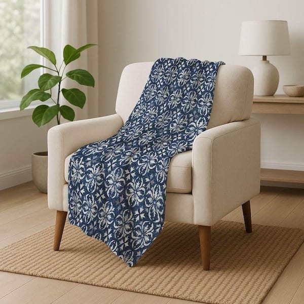 Premium Machine Washable ASB930 Navy 50 in. x 70 in. Sherpa Throw Blanket