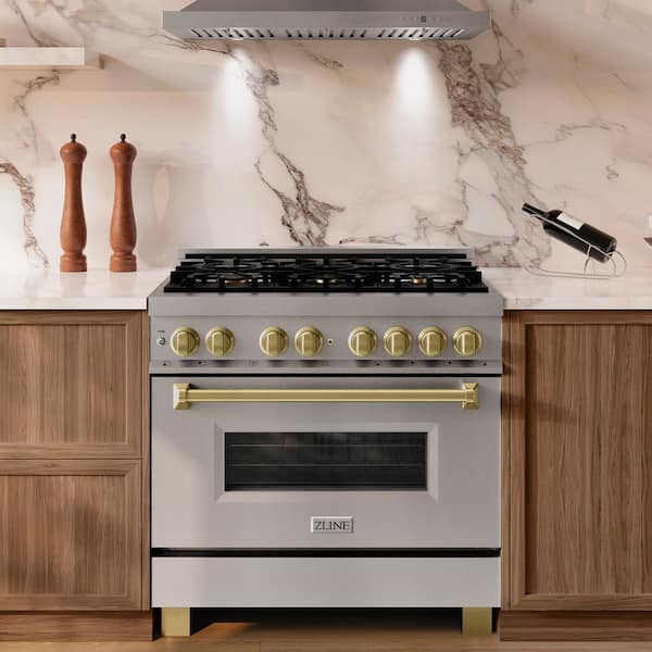 ZLINE Kitchen and Bath Autograph Edition 36 in. 6 Burner Dual Fuel