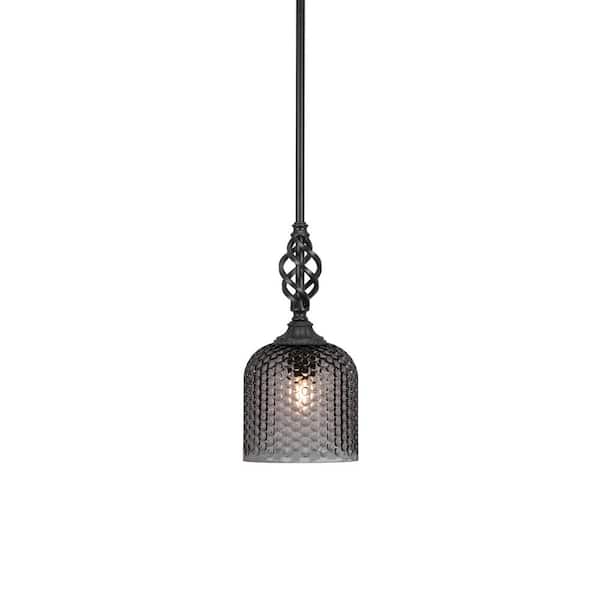 Unbranded Bridgewater 100 W 1-Light Matte Black Standard Mini Pendant Light with Glass Shade