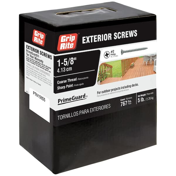 Grip-Rite #6 x 1-5/8 in. Philips Bugle-Head Coarse Thread Sharp Point Polymer Coated Exterior Screws (5 lbs./Pack)