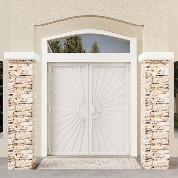 72 in. x 80 in. Universal/Reversible Hinging White Surface Mount Steel Security Door w/Perforated Metal Screen (No Lock)