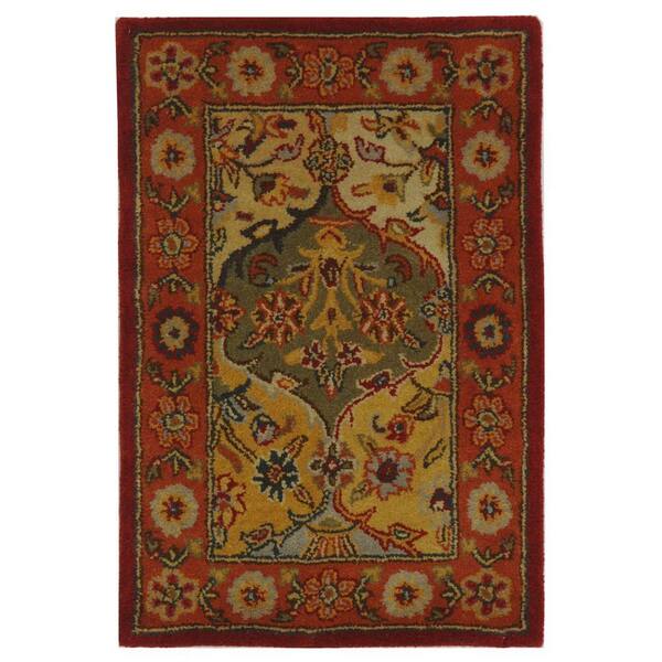 SAFAVIEH Heritage Multi/Red 2 ft. x 4 ft. Floral Border Geometric Area Rug