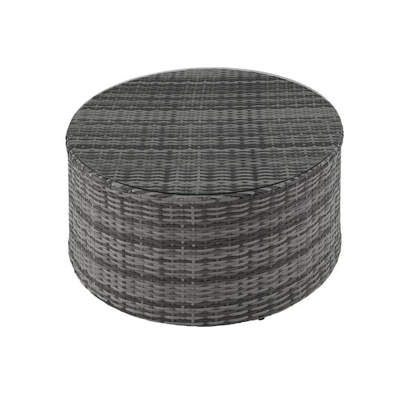 CROSLEY FURNITURE Catalina Gray Round Wicker Outdoor Coffee Table