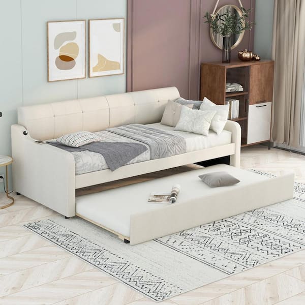 Manhattan Comfort Heather 43.5 in. W Taupe with Gold Legs Velvet Hardwood  Frame Twin Platform Bed BD003-TW-TP - The Home Depot