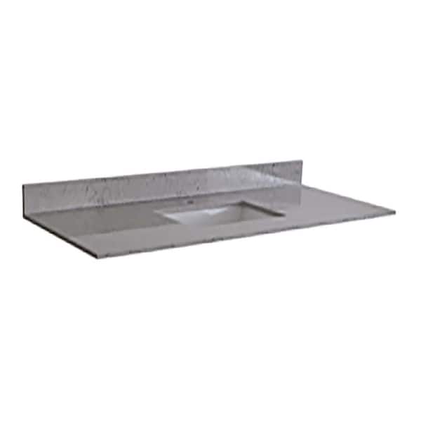 FUNKOL 49 in. W x 22 in. D Stone Vanity Top in Gray with White Rectangular Ceramic Single Sink and Single Faucet Hole