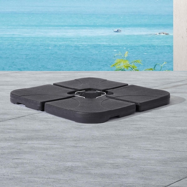 4-Piece 180 lbs. Patio Umbrella Base Water/Sand Filled Suitable for Cantilever Umbrella with Cross Base in Black