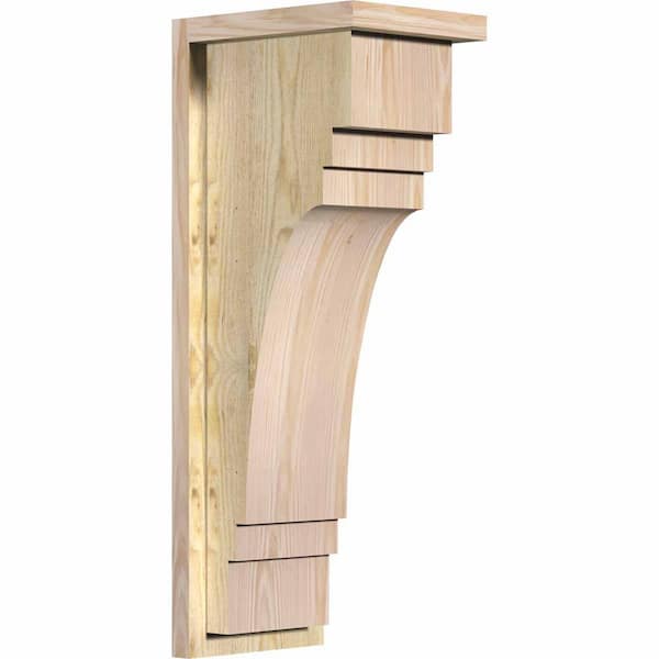 Ekena Millwork 8 in. x 10 in. x 26 in. Douglas Fir Pescadero Rough Sawn Corbel with Backplate