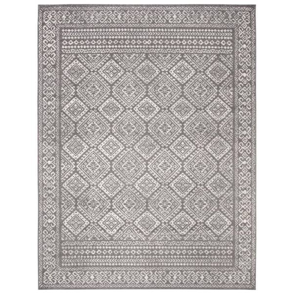 Tulum 12 ft. x 15 ft. Dark Gray/Ivory Geometric Area Rug