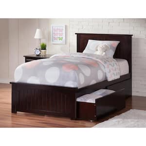 Nantucket Espresso Twin XL Solid Wood Storage Platform Bed with Matching Foot Board and 2 Bed Drawers