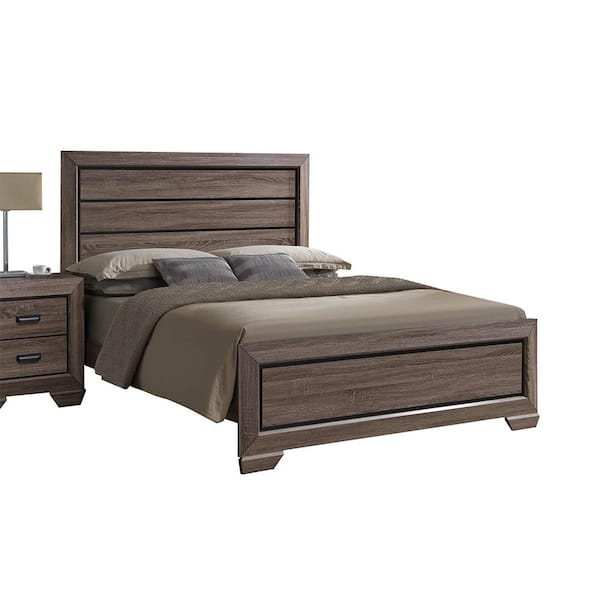 Acme Furniture Lyndon Weathered Gray Grain Finish Wood Frame Twin Panel Bed