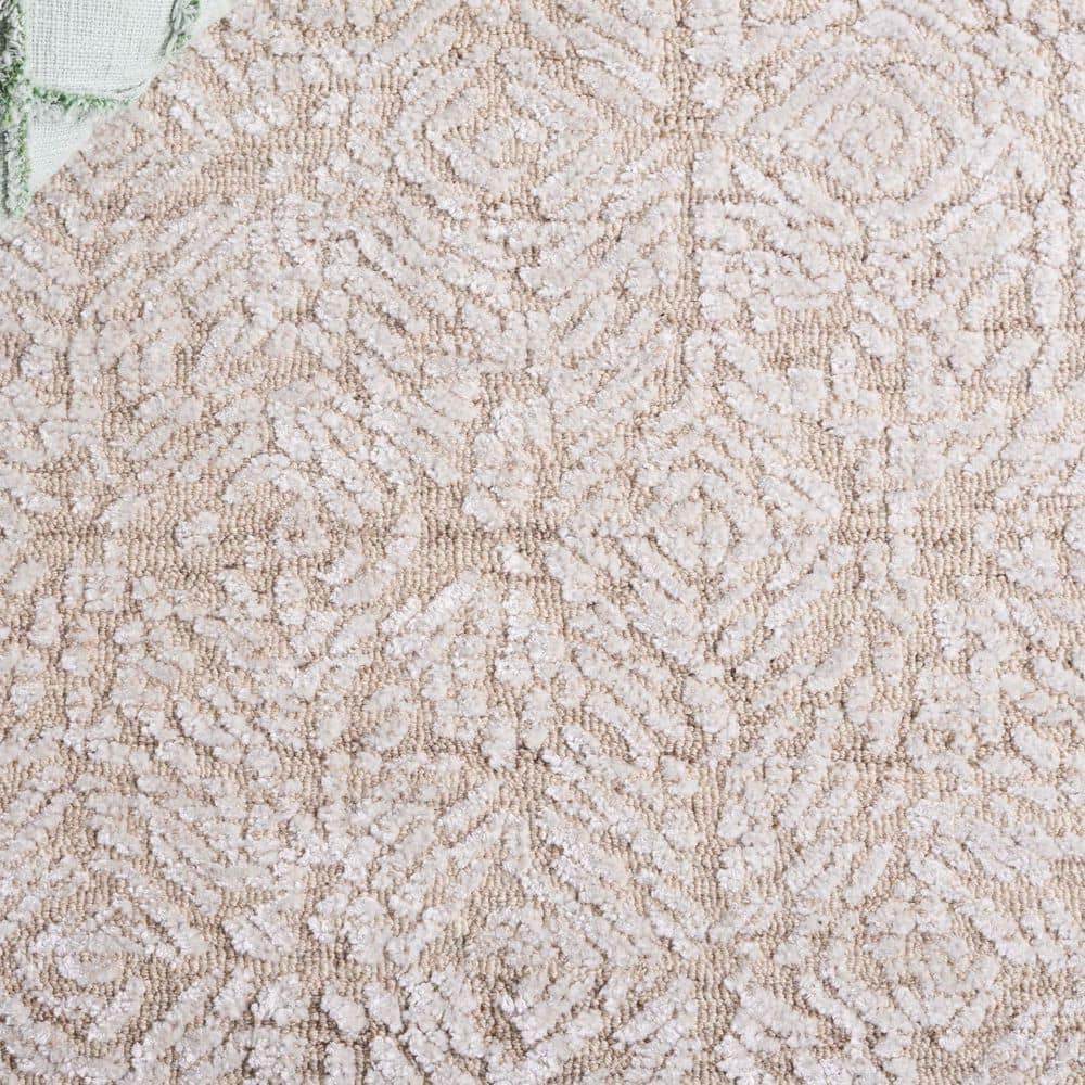 Ivory and Beige Hand-Tufted Wool Square Rug, 6'