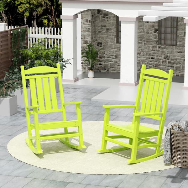 WESTIN OUTDOOR Kenly Lime Classic Plastic Outdoor Rocking Chair (Set of 2)