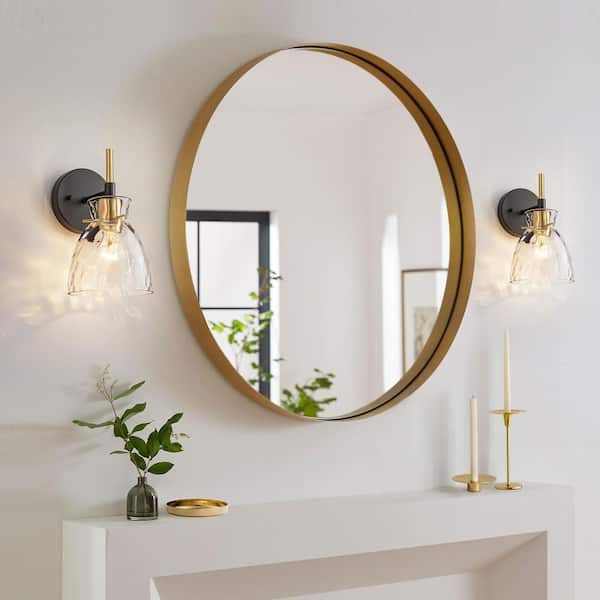 RRTYO Gianna 5.9 in. W 1-Light Modern Black and Gold Single Dome