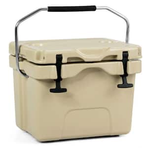 16 qt. 24-Can Capacity Khaki Portable Insulated Ice Cooler with 2-Cup Holders