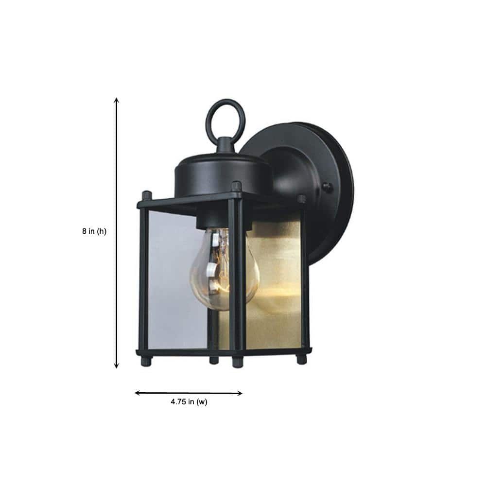 Elegant Black Steel Outdoor Lantern Sconce with Clear Glass