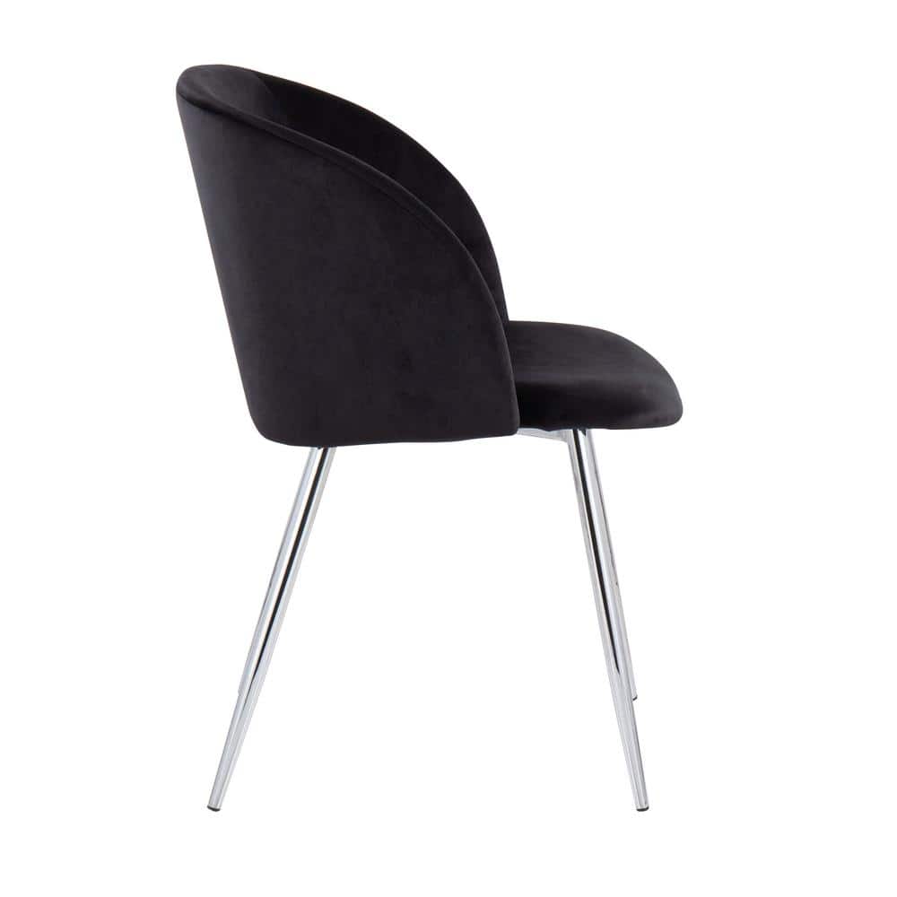 Contemporary Black Velvet Upholstered Dining Chair with Metal Legs