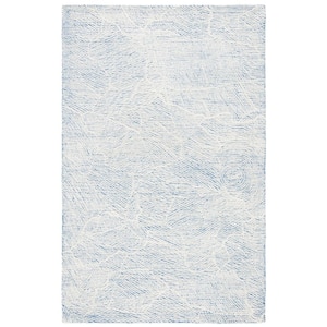 Metro Blue/Ivory 5 ft. x 8 ft. Solid Color Abstract Area Rug