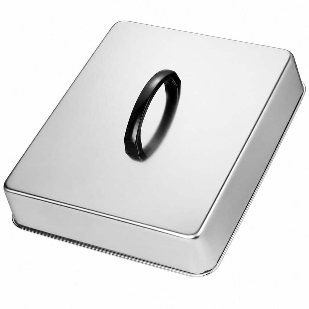 13.2 in. Commercial Rectangular Basting Cover, Stainless Steel Cheese Melting Lid and Steaming Dome, Griddle Accessories