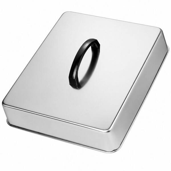 13.2 in. Commercial Rectangular Basting Cover, Stainless Steel Cheese Melting Lid and Steaming Dome, Griddle Accessories