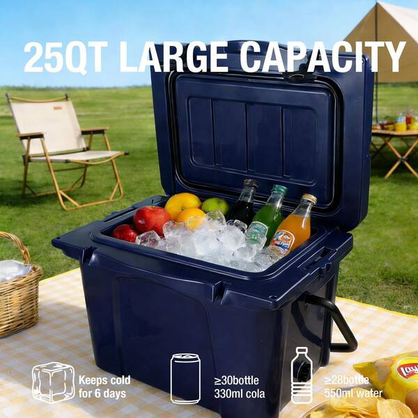 Ama pear 25 qt. Blue Portable Cooler Food Beverage Insulated Hard