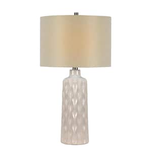 25.5 in. Reactive White Honeycomb/Highlighted Edging Table Lamp and Decorator Shade