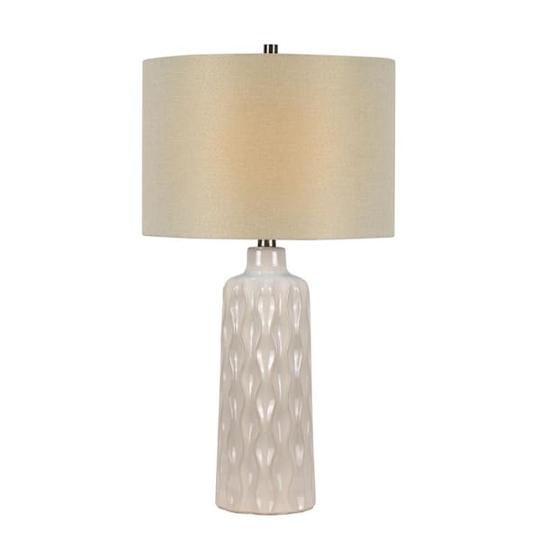 Unbranded 25.5 in. Reactive White Honeycomb/Highlighted Edging Table Lamp and Decorator Shade
