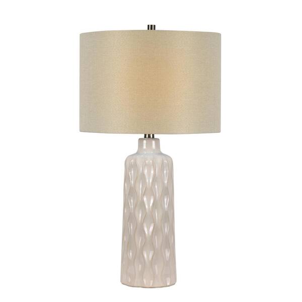 25.5 in. Reactive White Honeycomb/Highlighted Edging Table Lamp and ...