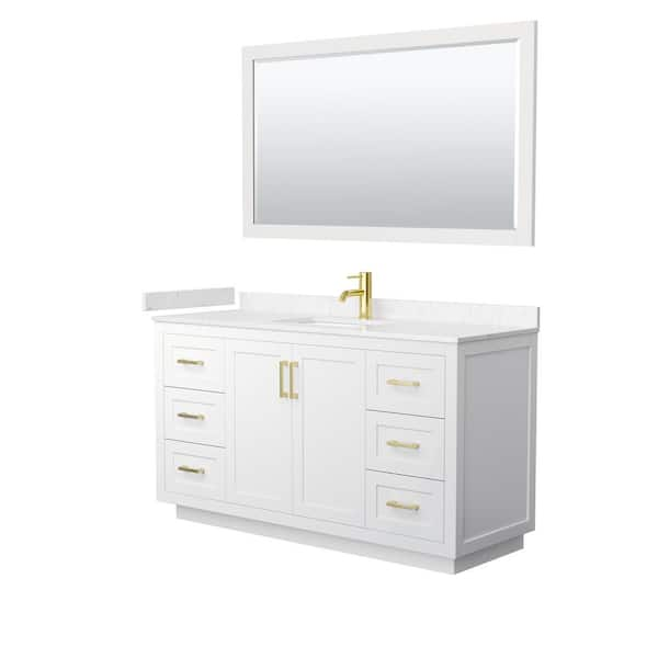 Wyndham Collection Miranda 60 in. W Single Bath Vanity in White with ...