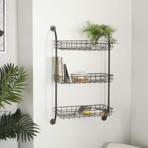 Wall shelf popular with metal baskets