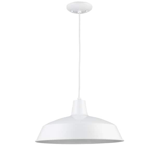 Sherman 1-Light White Pendant Light Fixture with Metal Shade