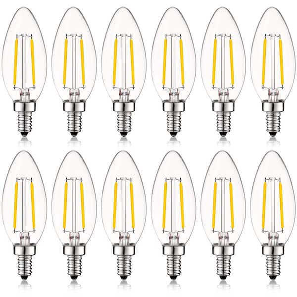 LUXRITE 40-Watt Equivalent B10 Vintage Dimmable 400 Lumens LED Bulbs 3000K Soft White (12-Pack)