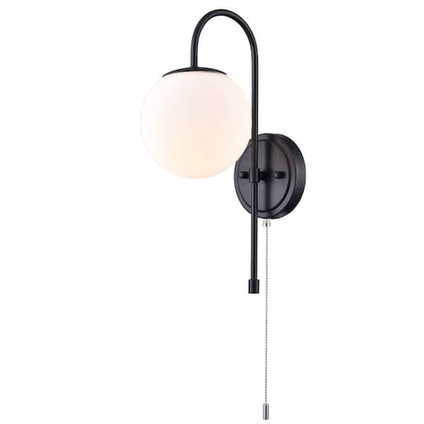 CLAXY 10.5 in. 1 Light Black Modern Wall Sconce with Standard Shade
