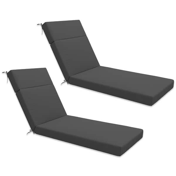 Kimunuk 71 in. x 21 in. x 4 in. (2-Pack) Outdoor Water-Resistant Replacement Chaise Lounge Seat Cushion Grey