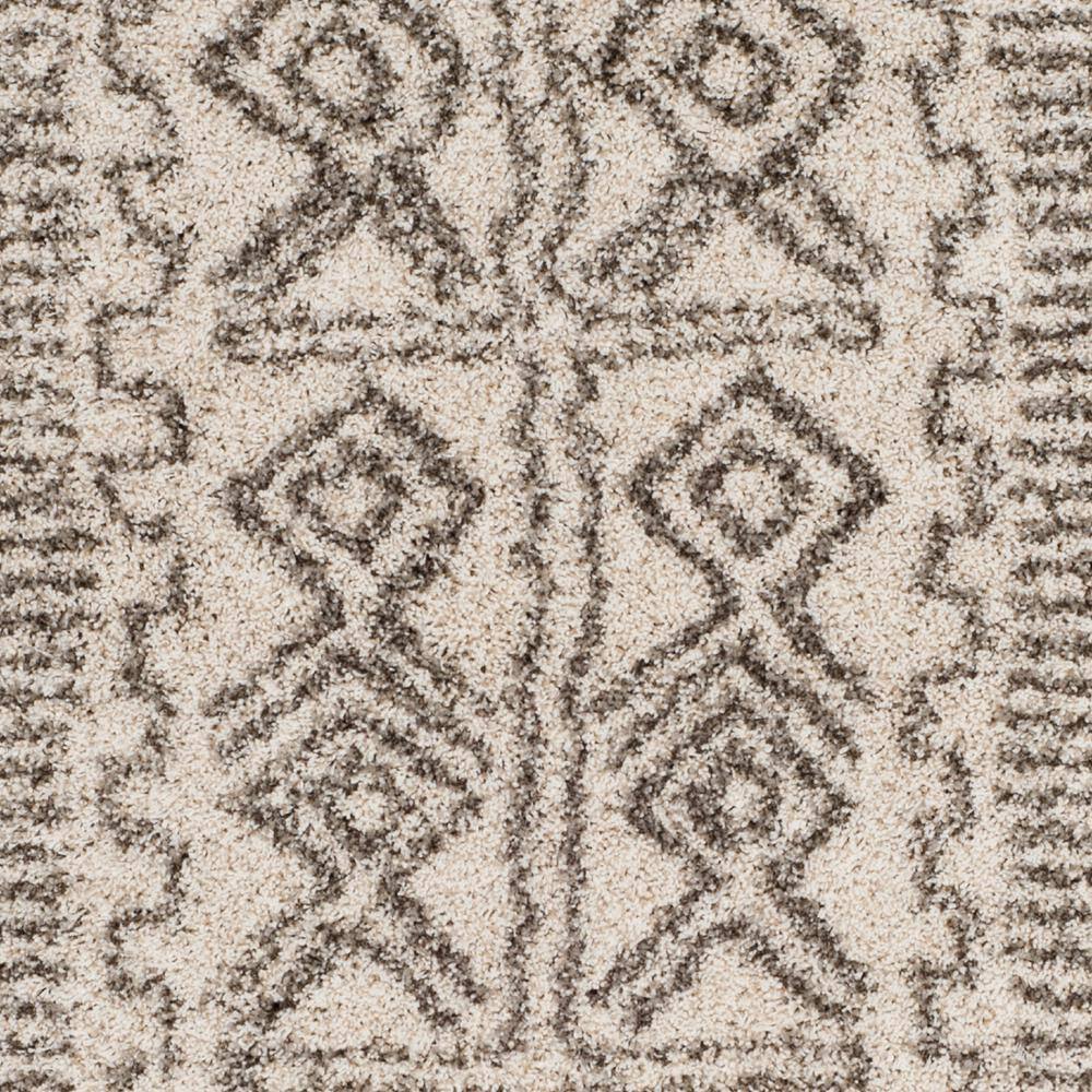 Ivory and Gray High Pile Shag Rectangle Rug