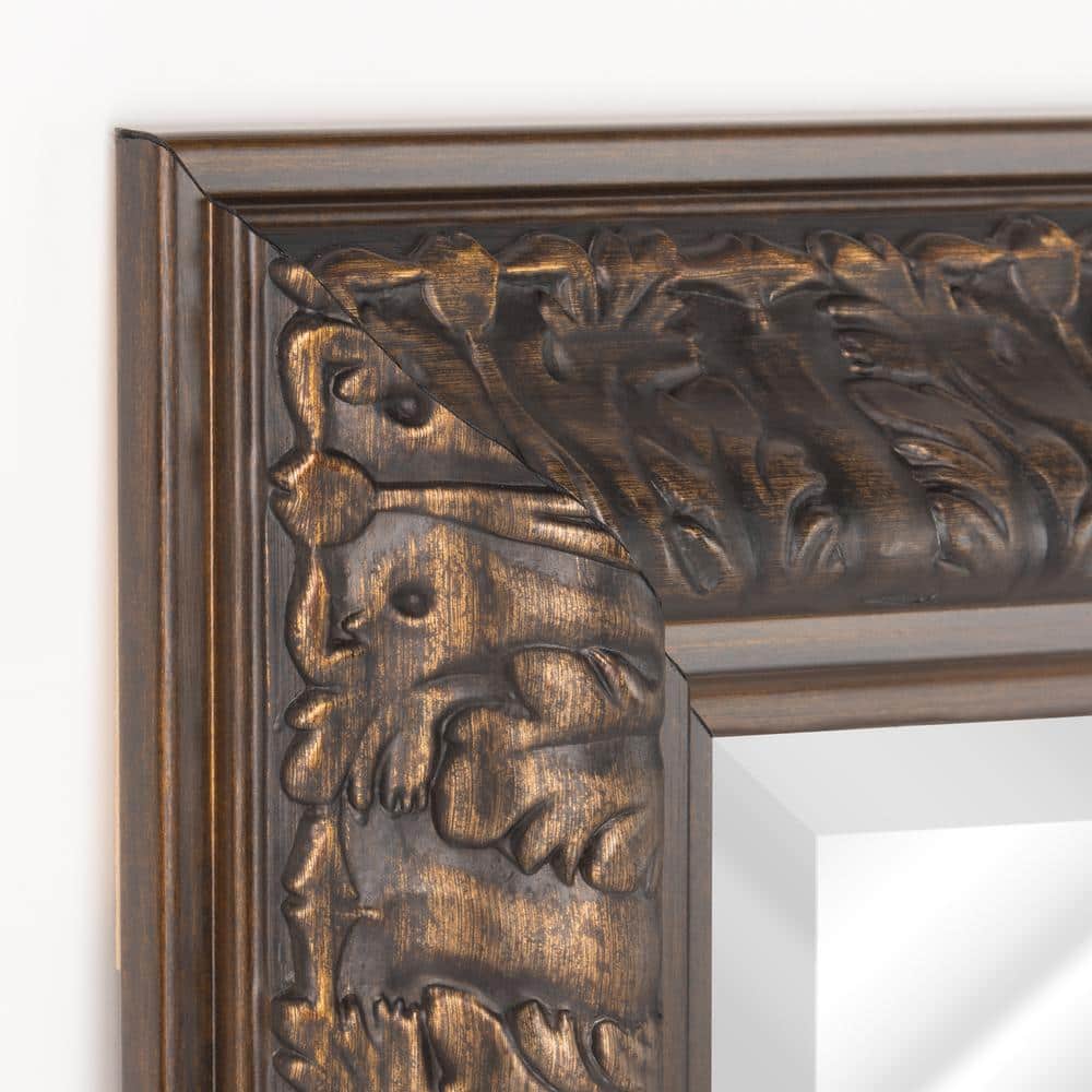 Elegant Rectangular 34.5" Bronze and Silver Ornate Mirror