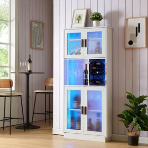 LED Wine Bar Cabinets with Wine Rack, Wine Bottle Rack, Storage Cabinet for Room, Narrow White