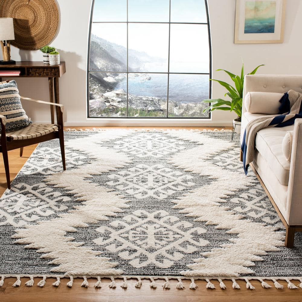 Moroccan Tassel 10 X 14 Ivory/Gray Geometric Area Rug price history on PriceWatchPro