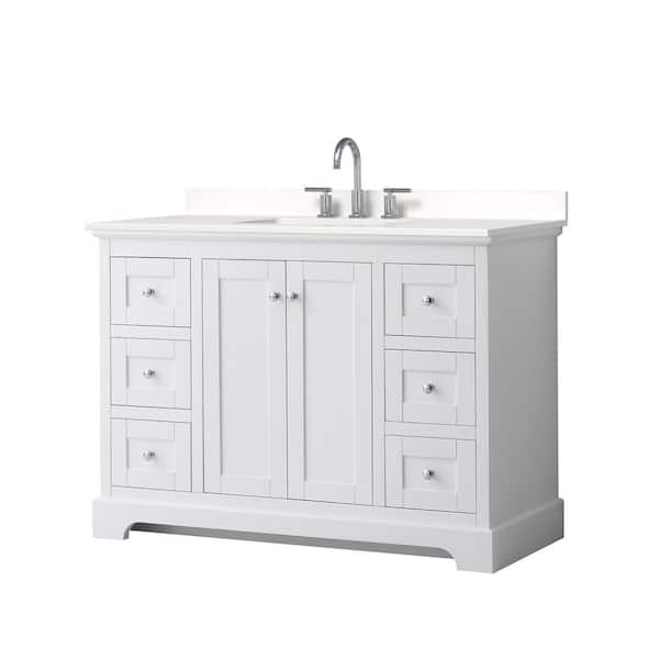 Avery 48 in. W x 22 in. D x 35 in. H Single Bath Vanity in White with White Quartz Top