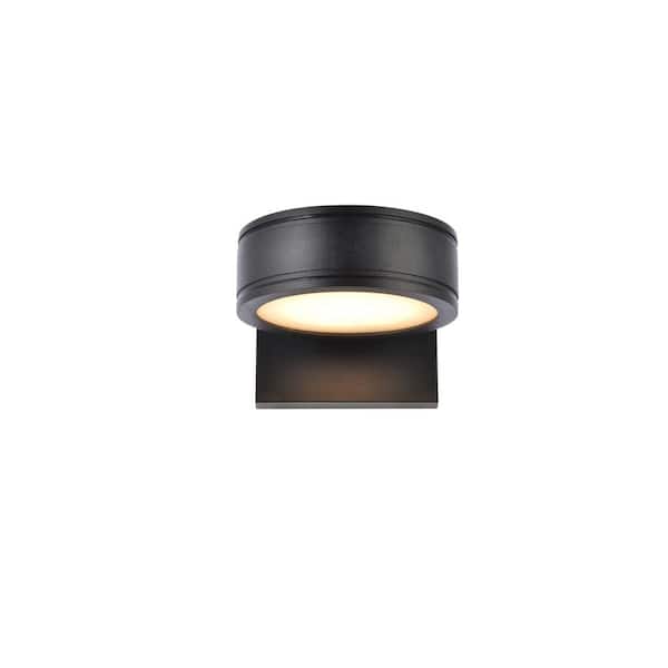 Unbranded Timeless Home 1-Light Round Black LED Outdoor Wall Sconce (5"W x 4.5"H x 6.75"E)