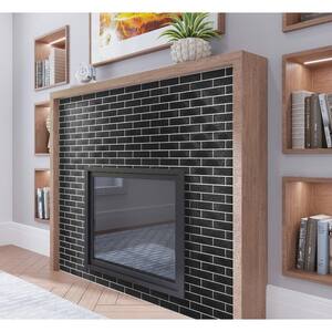 Black 2 in. x 8 in. Polished Metallic Glass Mosaic Tile (3 sq. ft./Case)