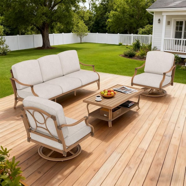 Arcadia 4-Piece Swivel Aluminum Outdoor Conversation Set with Cushion