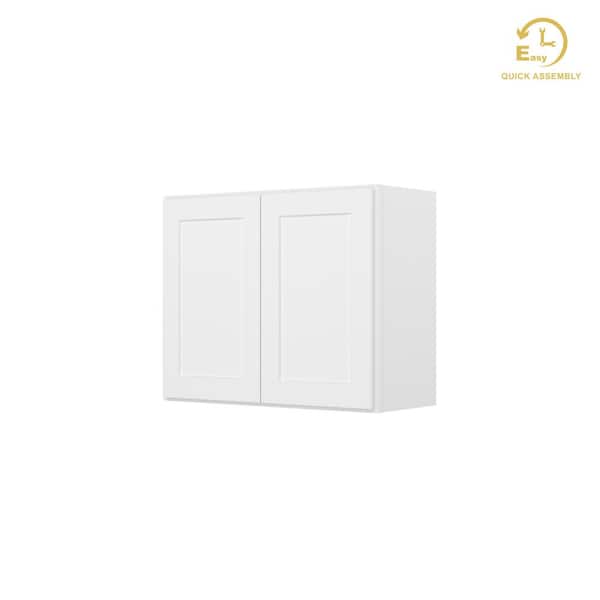 HOMLUX Easy-DIY 30 in. W x 12 in. D x 24 in. H Ready to Assemble Wall Kitchen Cabinet in Shaker White 2-Doors