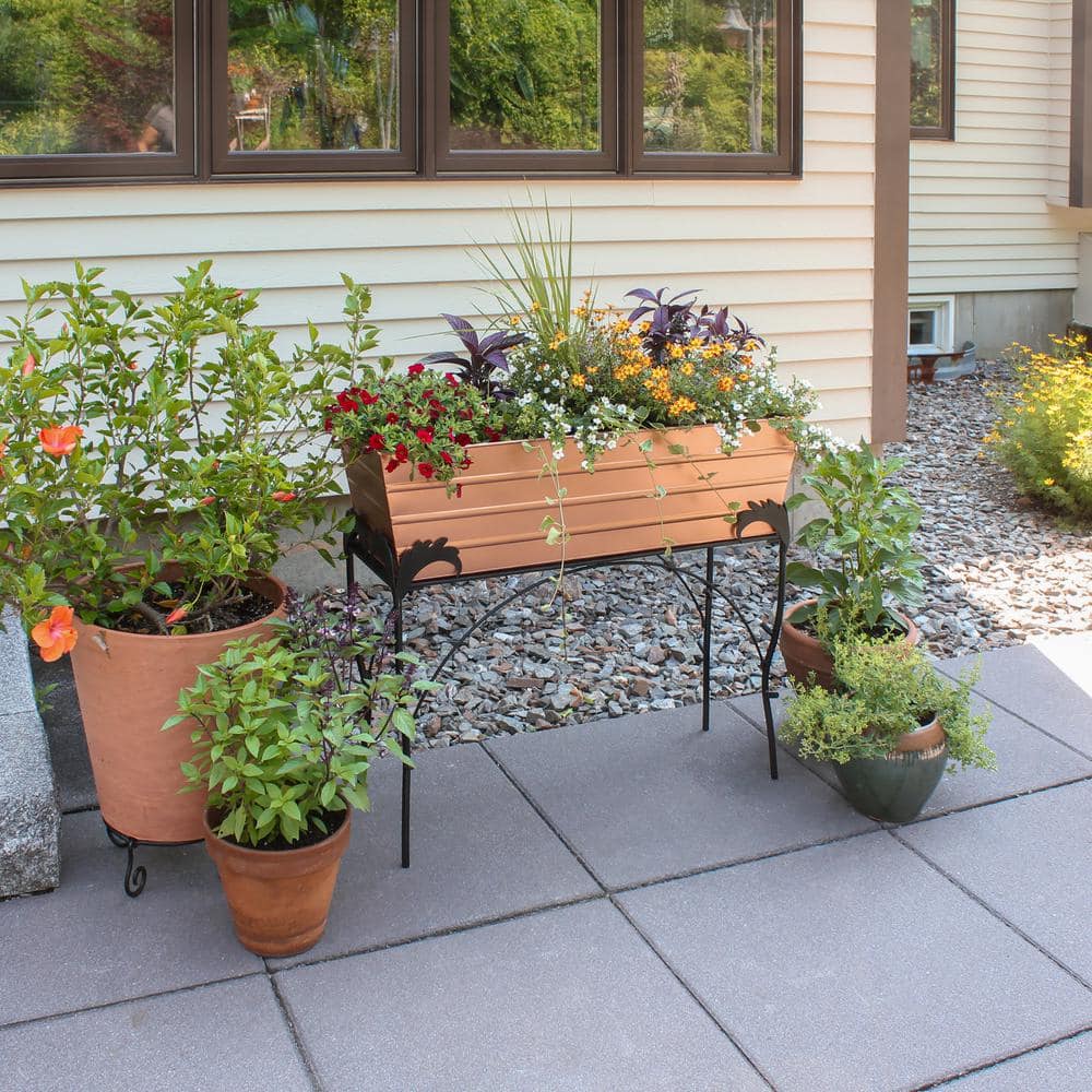 Copper Plated Galvanized Steel Flower Planter Box with Iron Stand