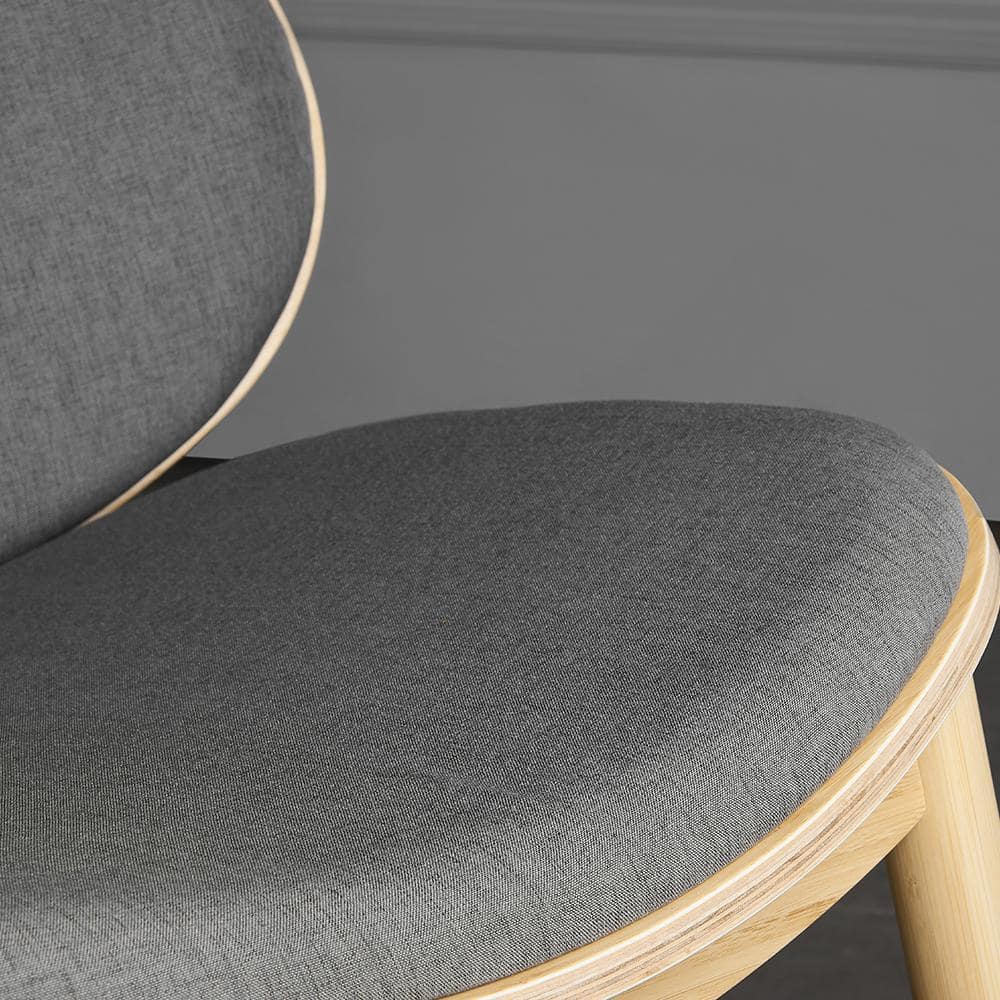 Gray Velvet Lounge Chair with Bamboo Frame