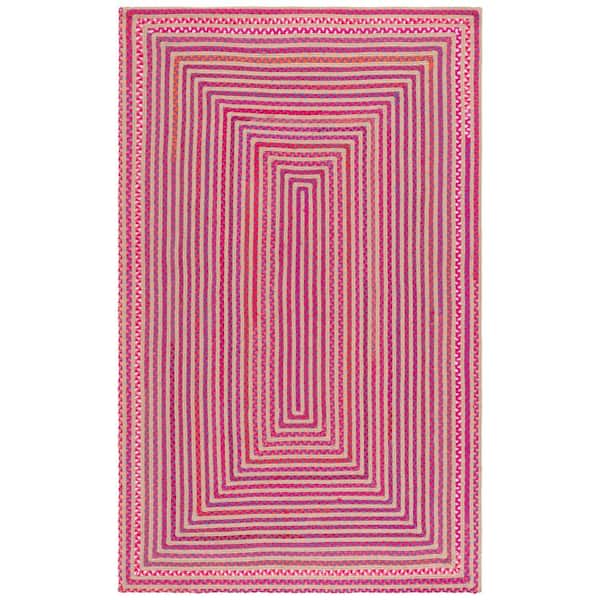 Braided 2 ft. x 3 ft. Natural/Red Geometric Striped Area Rug