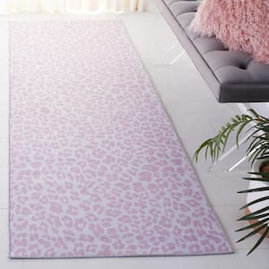 Faux Hide Ivory/Pink 3 ft. x 8 ft. Machine Washable Animal Print Runner Rug