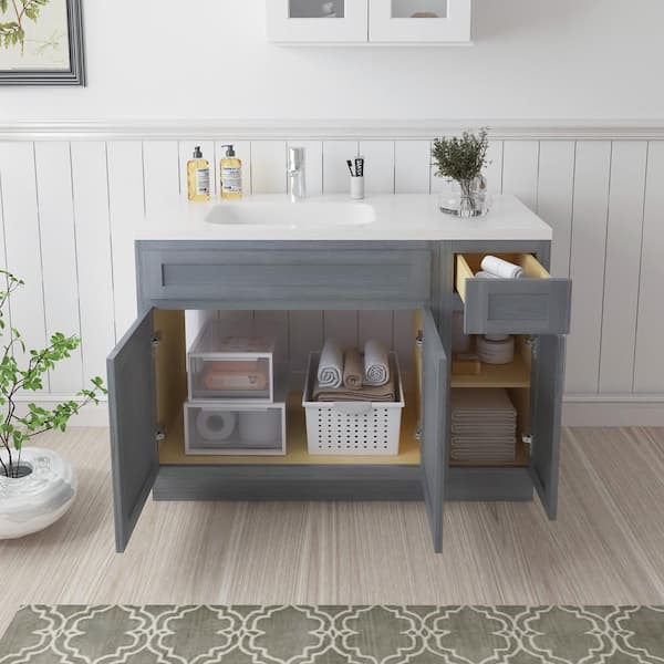 Vanity Art 45 in. W x 21 in. D x 32.5 in. H Bath Vanity Cabinet without Top in Silver